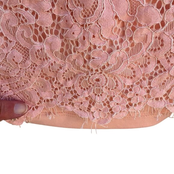 Isaac Mizrahi Live Womens Pink Lace Overlay Elastic Waist Lined Wide Leg Pants M - Picture 4 of 9